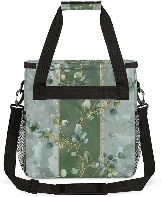 Eucalyptus Leaves Green Leaves Coffee Maker Carring Bag, Large Insulated - Image 5