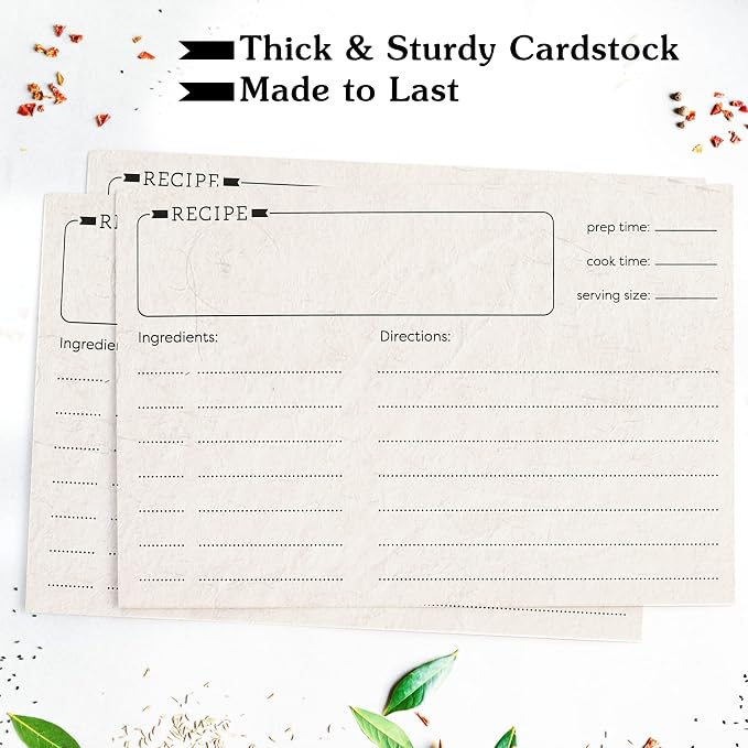 LotFancy Recipe Cards, 4x6 Inch, Double Sided, Blank Recipe Cardstock, Vintage - Image 6