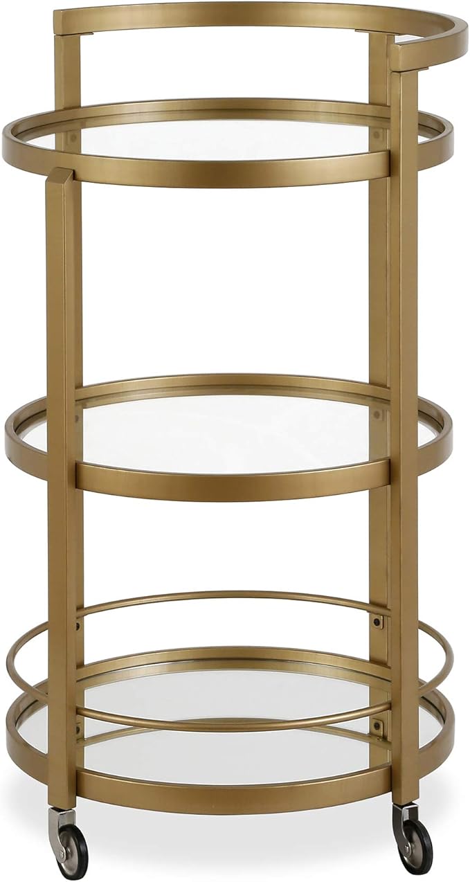 Henn&Hart 21" Wide Round Bar Cart in Brass, Bar Carts by HennHart