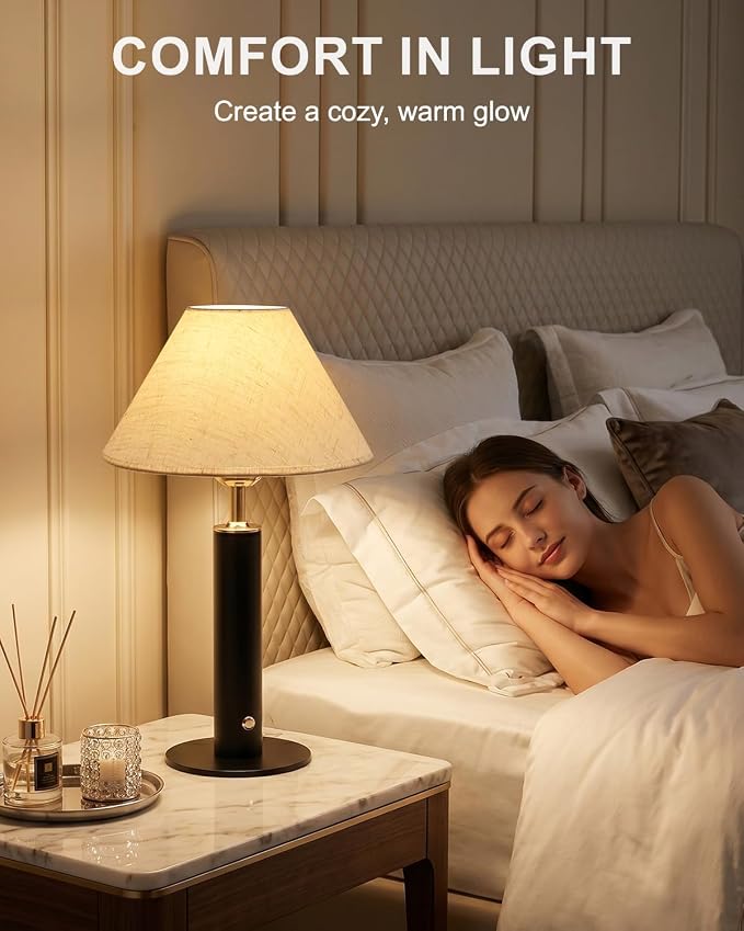 FRIDEKO Cordless Rechargeable Table Lamp Set of 2, Small Touch Bedside Lamps - Image 4
