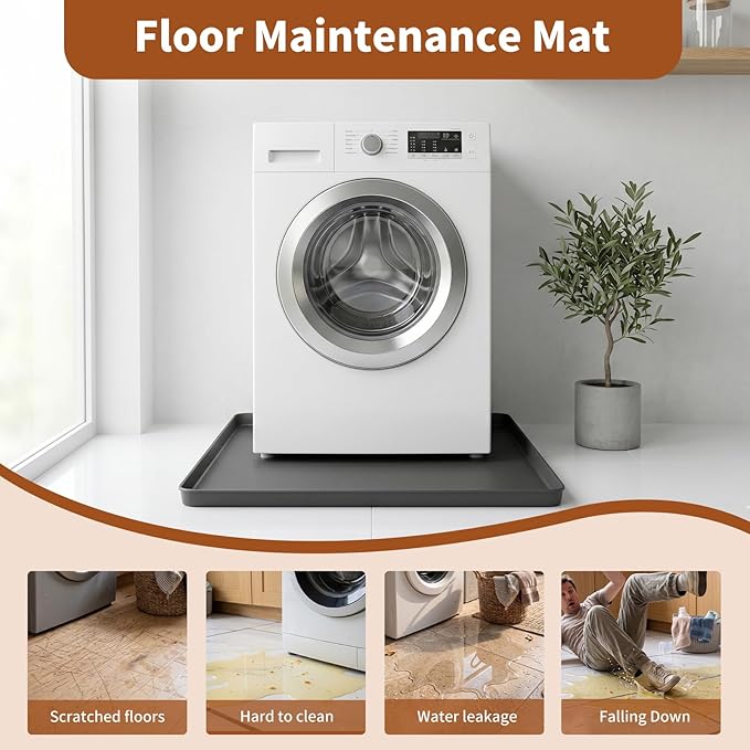 Large 29×29''Silicone Washing Machine Drain Pan, 0.98" Raised Edges, Non-Slip - Image 4