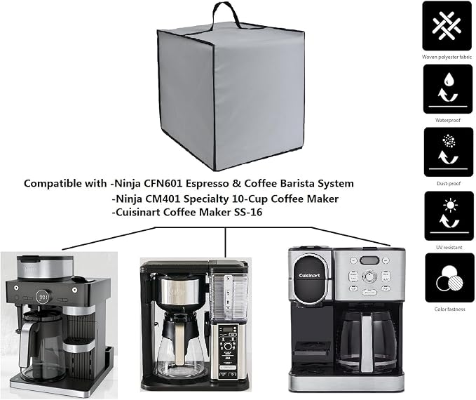 AF-WAN Silver Grey Coffee Maker Cover, Waterproof, UV Resistant, Compatible - Image 2