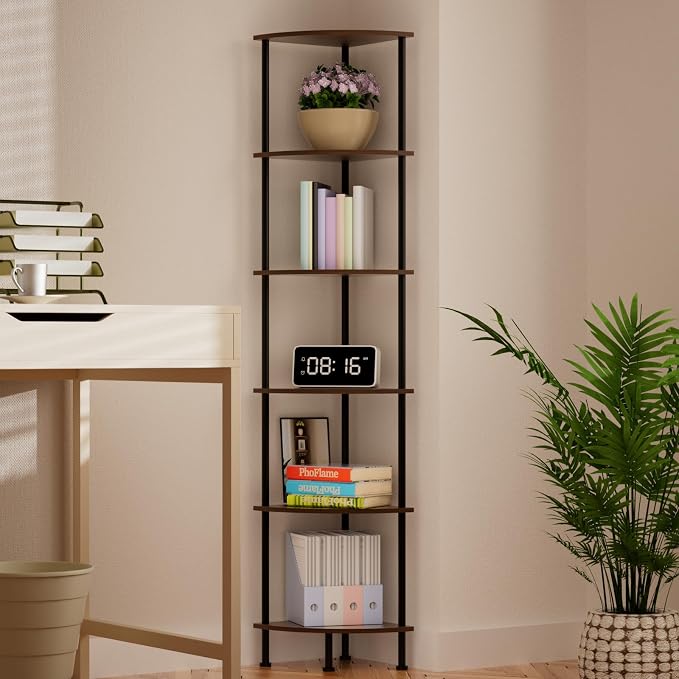 6-Tier Corner Shelf Stand, Tall Display Shelf, Plant Stand, Storage Standing - Image 2