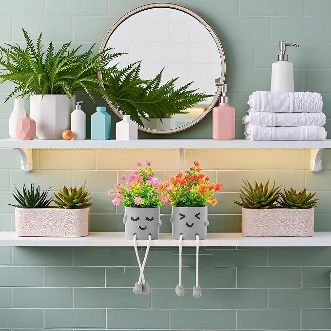 2 Packs Cute Fake Plants, Kawaii Artificial Potted Plants - Image 2