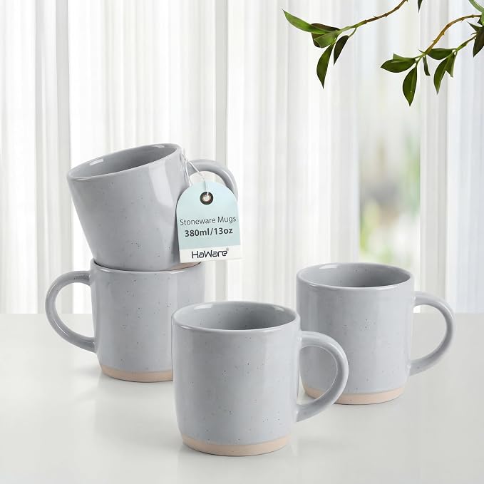 HaWare 13OZ Coffee Mugs Set of 4, Stoneware Coffee Cups, Ceramic Latte Mug by HaWare