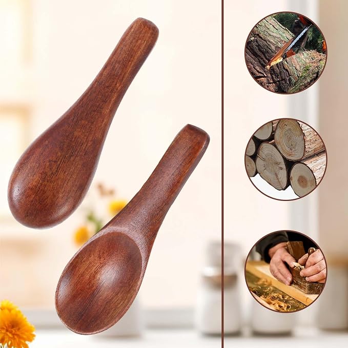4 Pcs Tiny Wooden Spoons, 2.36in Mini Spoons - Image 3