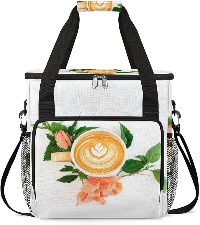 coffee beans cup flower Coffee Maker Carring Bag Travel Carrying Storage Tote by CFERSAN