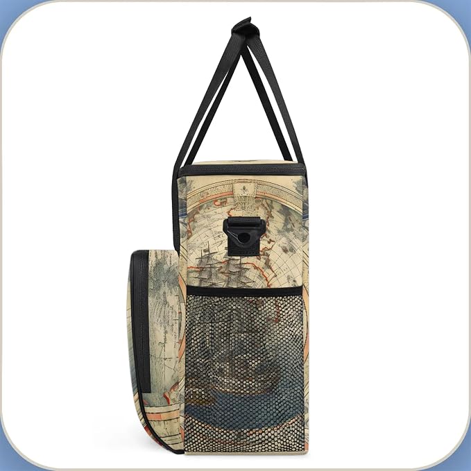 Vintage Sailing Ship Nautical Coffee Maker Carring Bag, Large Insulated Storage - Image 4