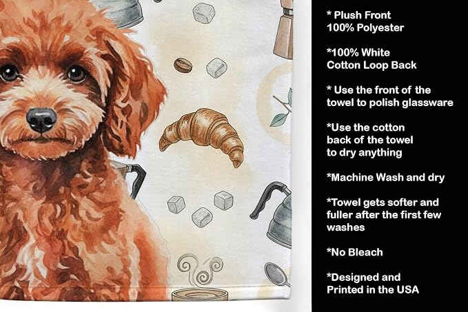 Caroline's Treasures Miniature Red Poodle Coffee Bar Kitchen Towel Velour Plush - Image 4