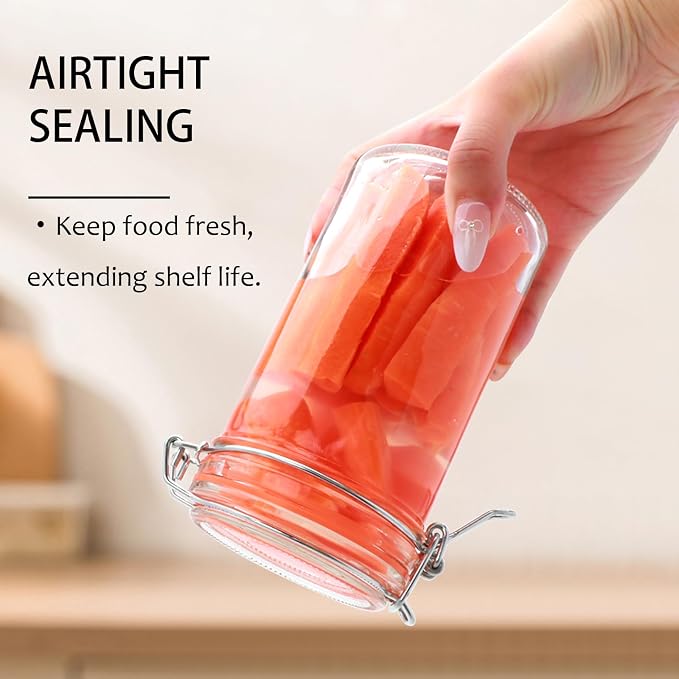 Flrolove 16 oz Glass Jars with Airtight Lid, Glass Storage Jars, Airtight Glass - Image 5
