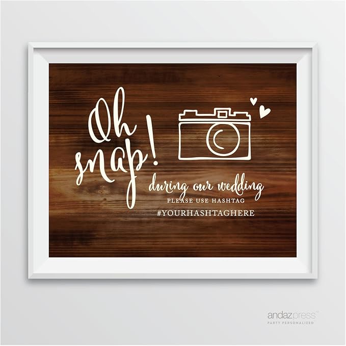 Andaz Press Personalized Wedding Party Signs, Rustic Wood Print, 8.5-inch x by AndazPress