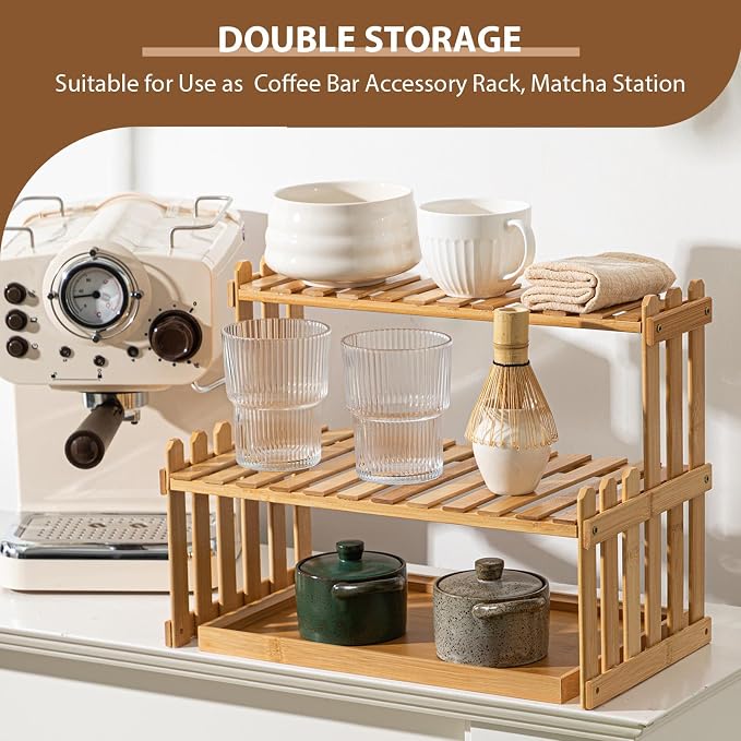 Kathfly 14.6" 2-Tier Matcha Station Shelf Stand - Image 4