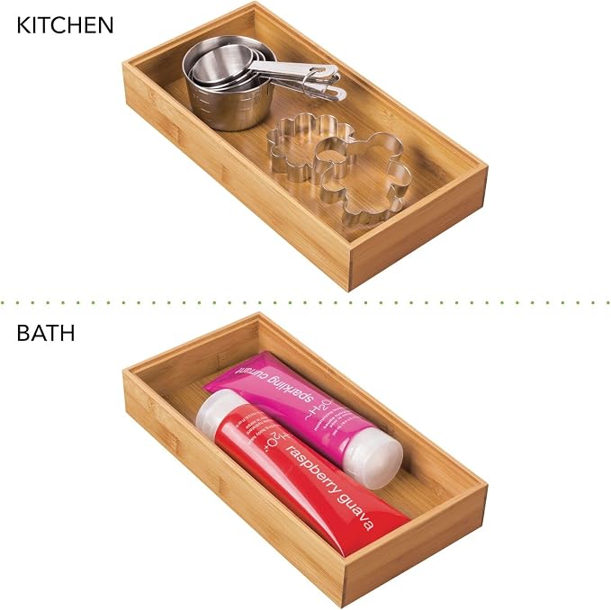 mDesign Wooden Bamboo Drawer Organizer - Image 8