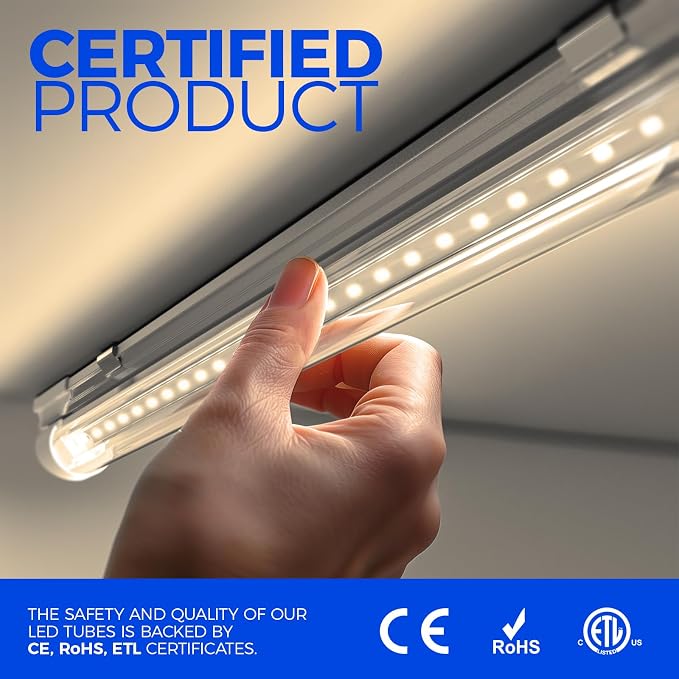 Barrina LED Shop Light 2FT, 20W 3000LM 3000K, V Shape Integrated T8 LED Lighting - Image 5