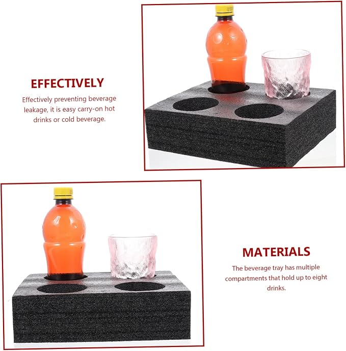 LIFKOME 4-Cup Drink Carrier Tray Thickened Black Beverage Holder - Image 8