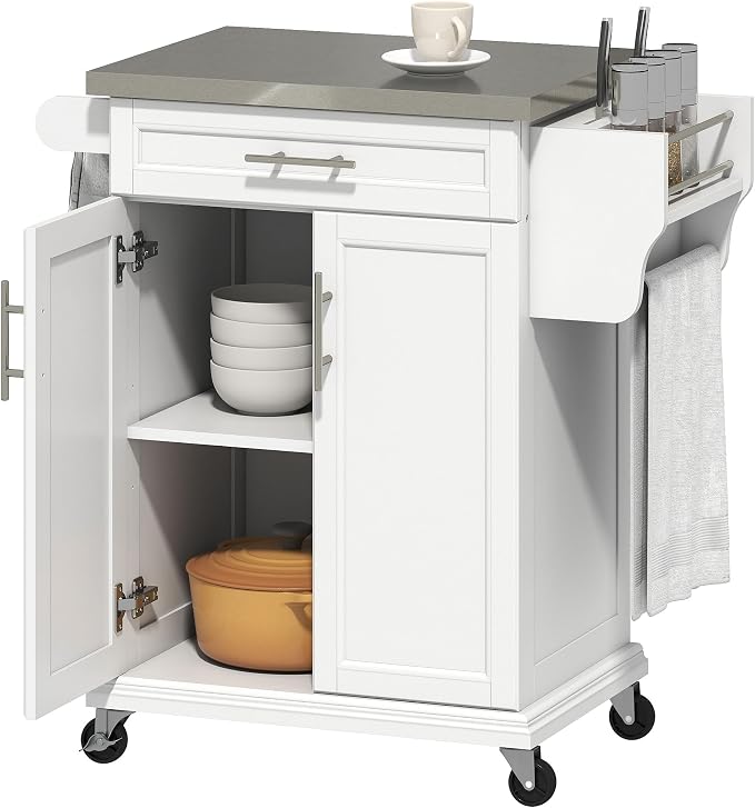 HOMCOM Kitchen Island on Wheels, Rolling Kitchen Cart by HOMCOM