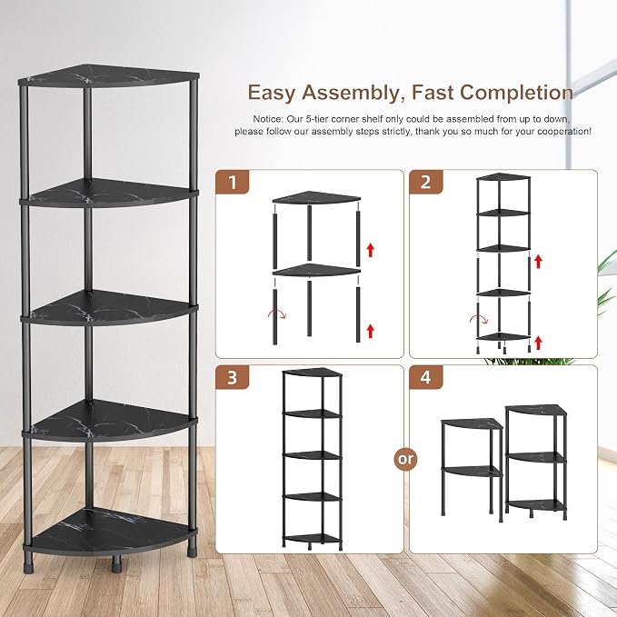 Book Shelf Corner Shelf, 5 Tier Corner Bookshelf Display - Image 8