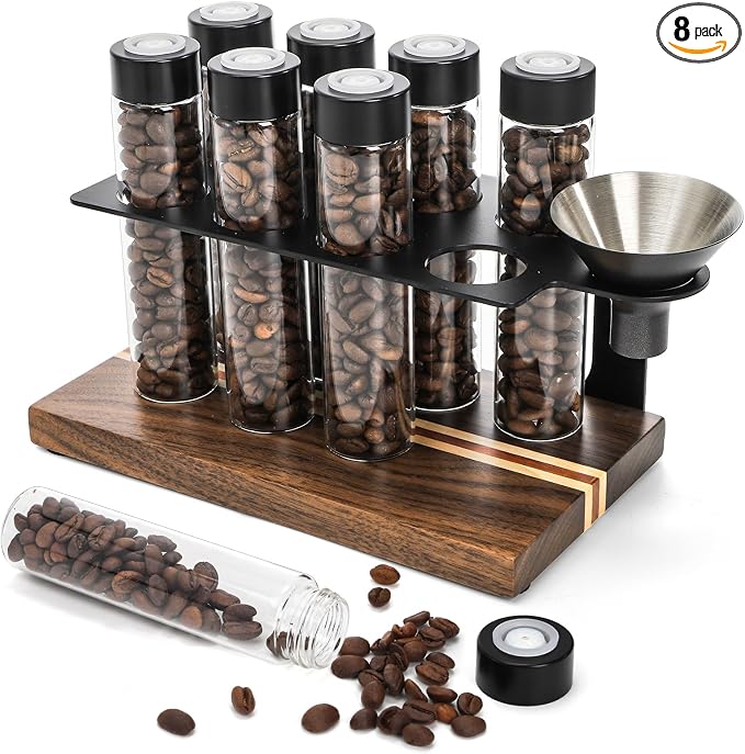 AVLA 8 Pack 2 OZ Coffee Bean Cellar Tubes, Single Dose Coffee Beans Storage by AVLA
