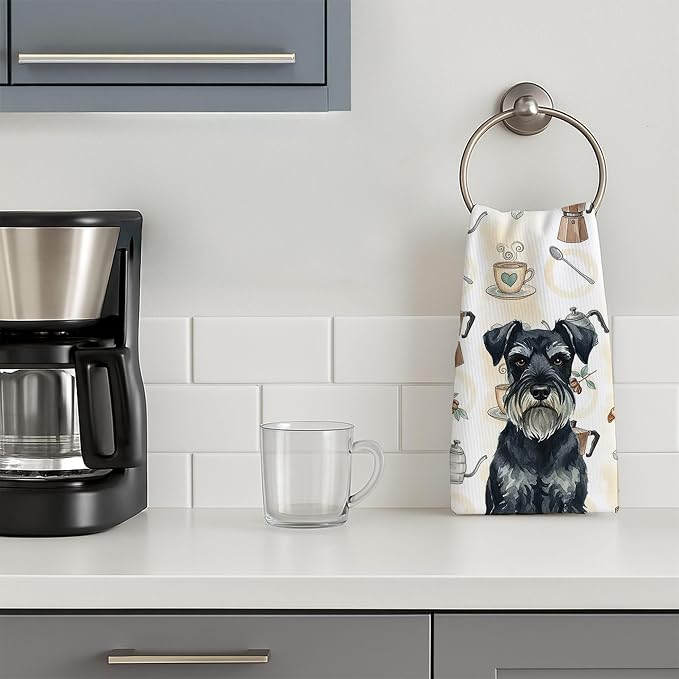 Caroline's Treasures Standard Schnauzer Coffee Bar Kitchen Towel Velour Plush - Image 3