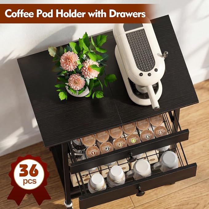 ETELI 5 Tier Rolling Coffee Bar Cart - Image 4