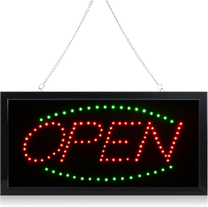 LED Neon Open Sign with Animation – 19x10 Inch Bright Light Up Window Sign by E-ONSALE
