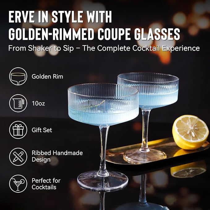 Cocktail Shaker Set with Coupe Glasses – 5-Piece Gift Set Includes Pineapple - Image 5