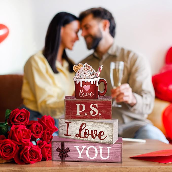 Lineshading 4 Pcs Valentine's Day Table Decoration Wooden Ice Cream Cup - Image 6