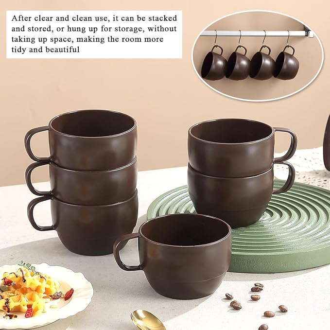 Coffee Mugs Set of 6, Coffee Cups 12oz, Durable Light Weight Plastic Mugs - Image 6