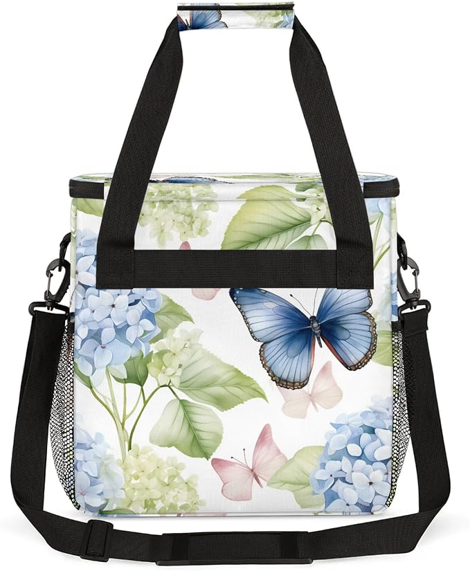 Hydrangea Butterfly Coffee Maker Carring Bag, Large Insulated Storage Organizer - Image 5