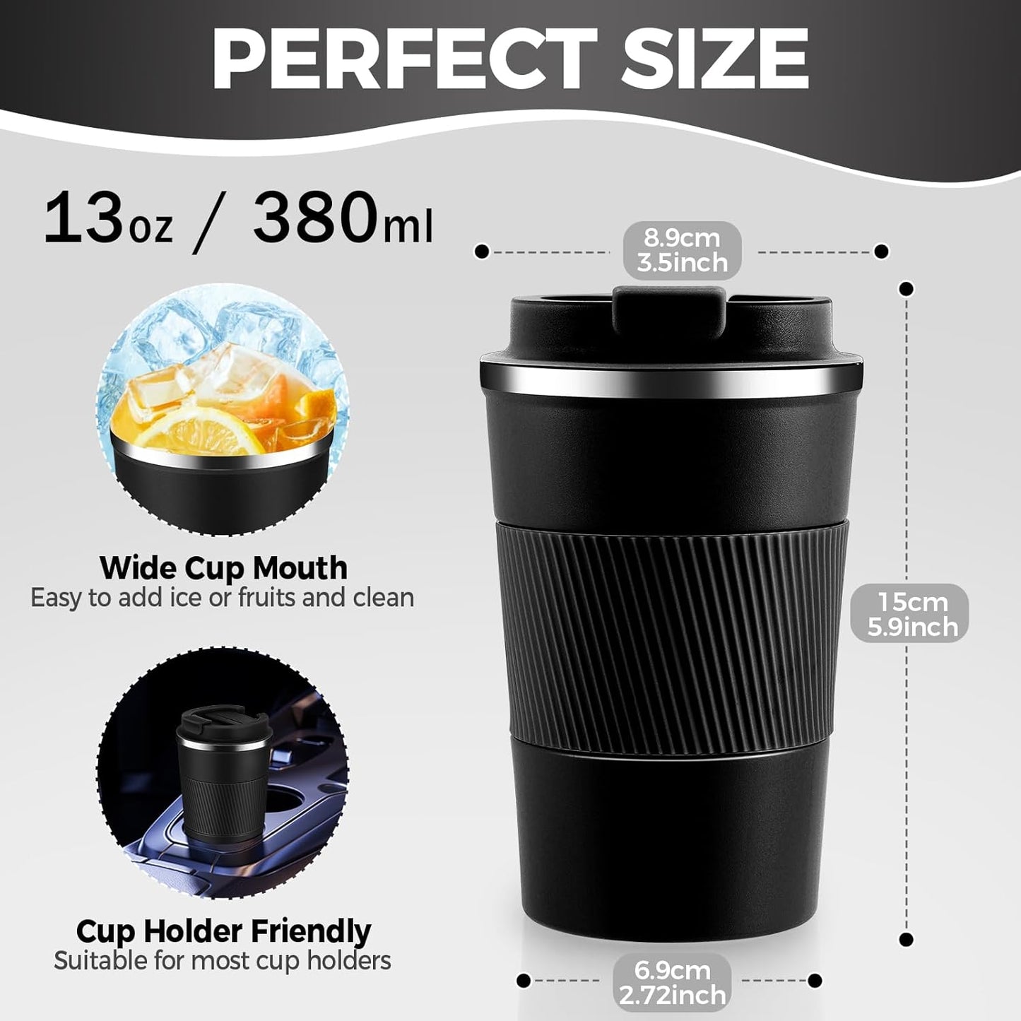 Volhoply 13 oz Stainless Steel Insulated Travel Coffee Mug with Fip Lid Bulk 8 Pack,Reusable Double Wall Vacuum Metal Coffee Cup,Portable Leak Proof Thermal Tumbler for Hot&Cold Drinks(Assort Color,8)