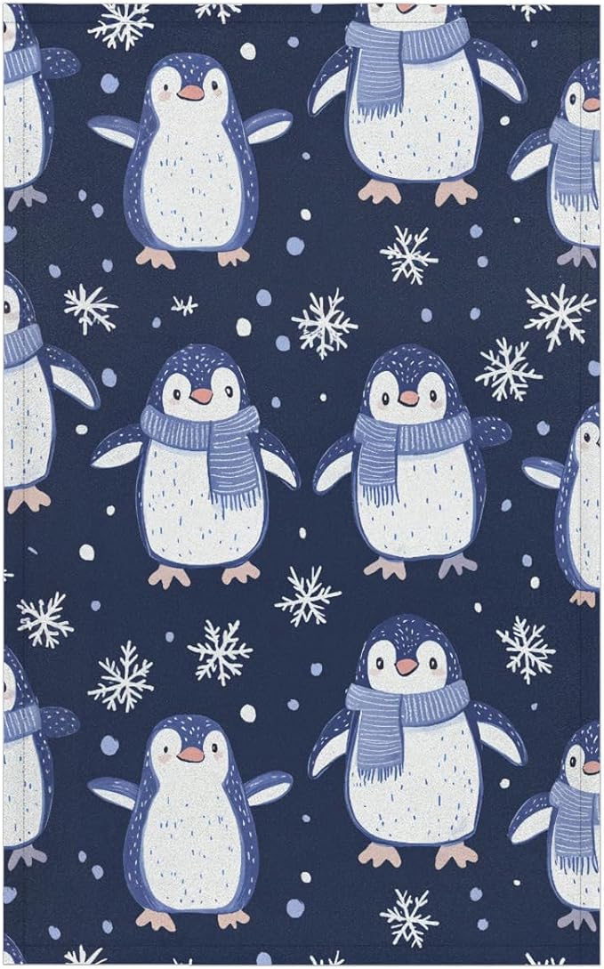 Winter Penguins Kitchen Towels Set of 2 Xmas Snowflakes Dish Towels Bar by Unknown
