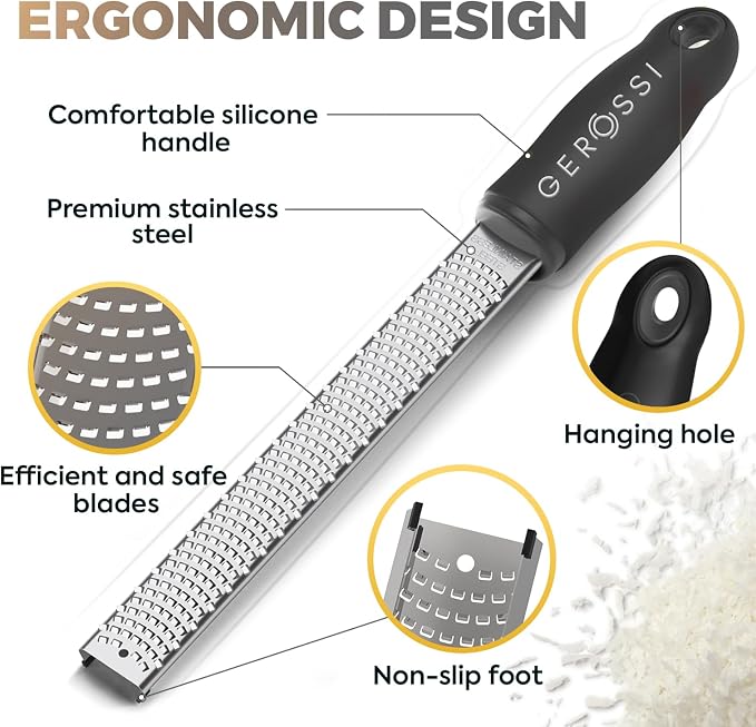 Stainless Steel Cheese Grater & Lemon Zester w/Extra Sharp Blade - Image 4