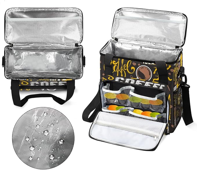 Yellow Coffee Break Cafe Maker Carring Bag Travel Carrying Storage Tote - Image 3