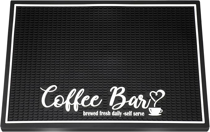 Potchen Coffee Bar Mat for Countertop 18x12 Inch, Non Slip PVC Spill Pad by Potchen