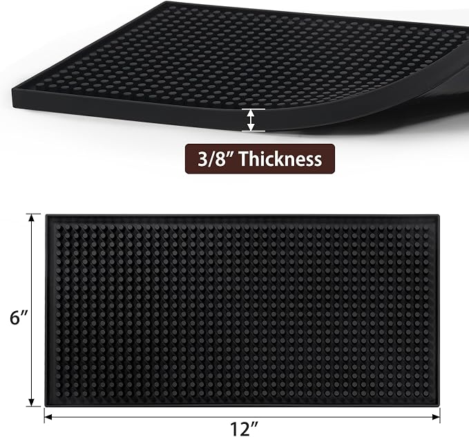 BARsics 12"x6" PVC Bar Service Mat, Non-Slip Petite Cocktail and Coffee Service - Image 2
