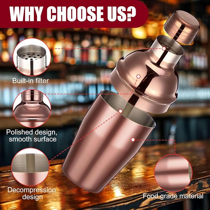 Nitial 6 Pcs Bar Cocktail Shaker Professional Stainless Steel Martini Drink - Image 3