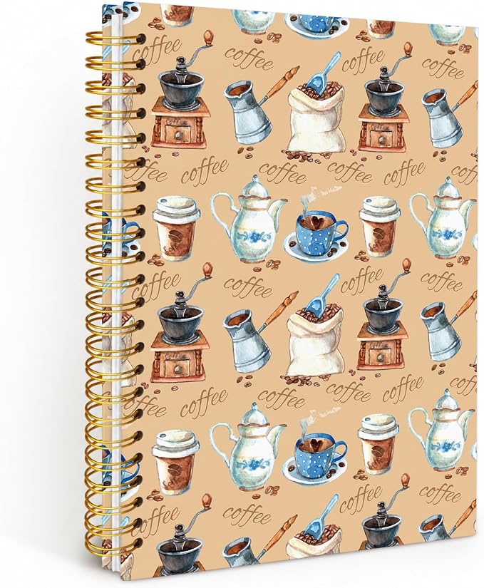 Vintage Coffee Spiral Notebook, Coffee Lovers Gifts Journal Notebook, Caffeine by Unknown