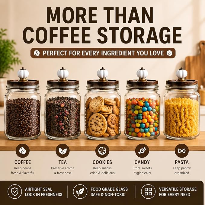 34oz Glass Coffee Bean Container - Image 6