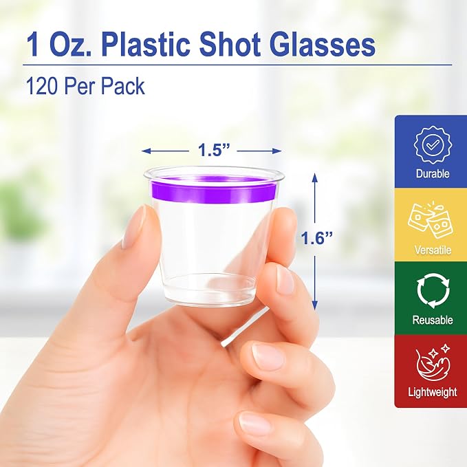 Mandala Crafts Disposable 1oz Plastic Mini Shot Glasses - Image 3