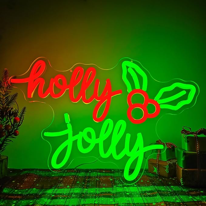 Holly Jolly Neon Sign Christmas Neon Light by JeanchrlNEONLIGHTUPSIGNS