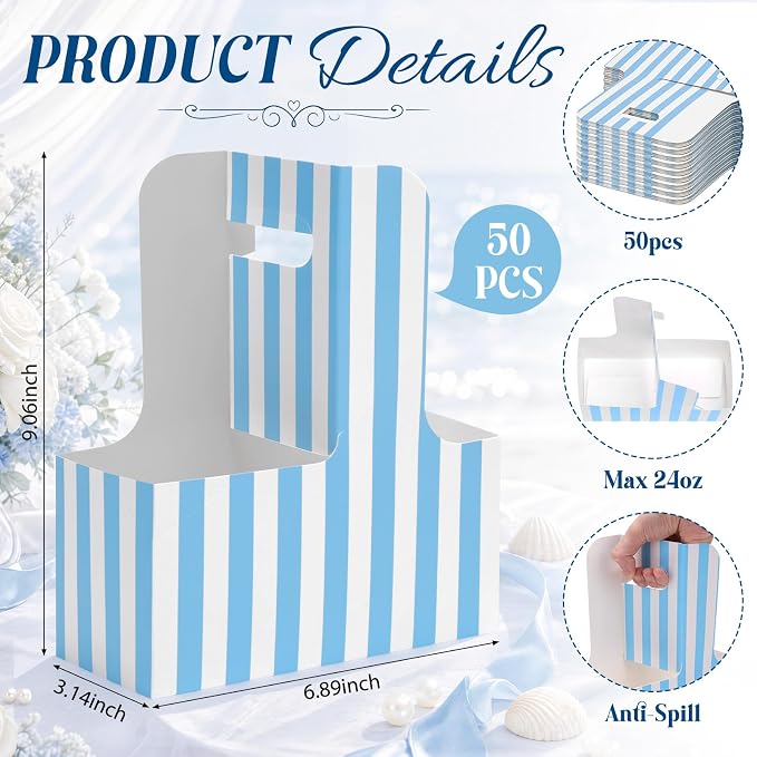50 Pack 2 Cup Disposable Drink Carrier - Image 2