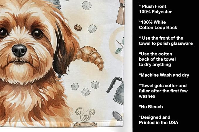 Caroline's Treasures Sable Havanese Coffee Bar Kitchen Towel Velour Plush Front - Image 4