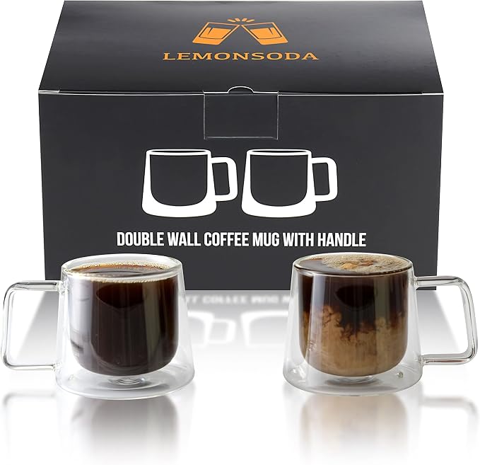 LEMONSODA Double Walled Glass Coffee Drink Mug - Image 4