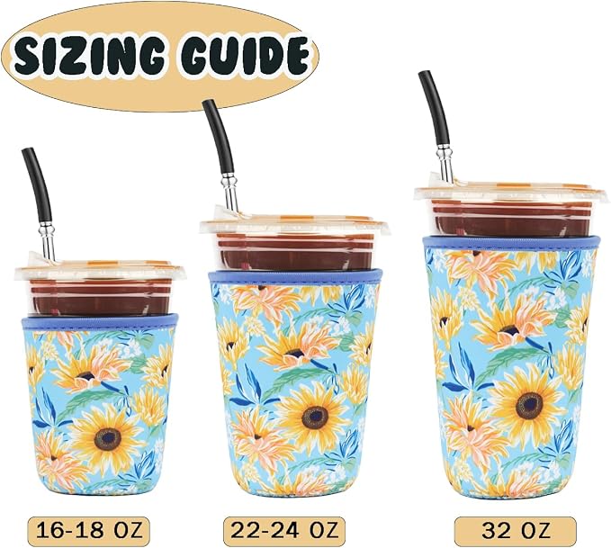 Reusable 3-Pack Iced Coffee Cup Sleeve, Insulated Neoprene, Beverage Holder - Image 5