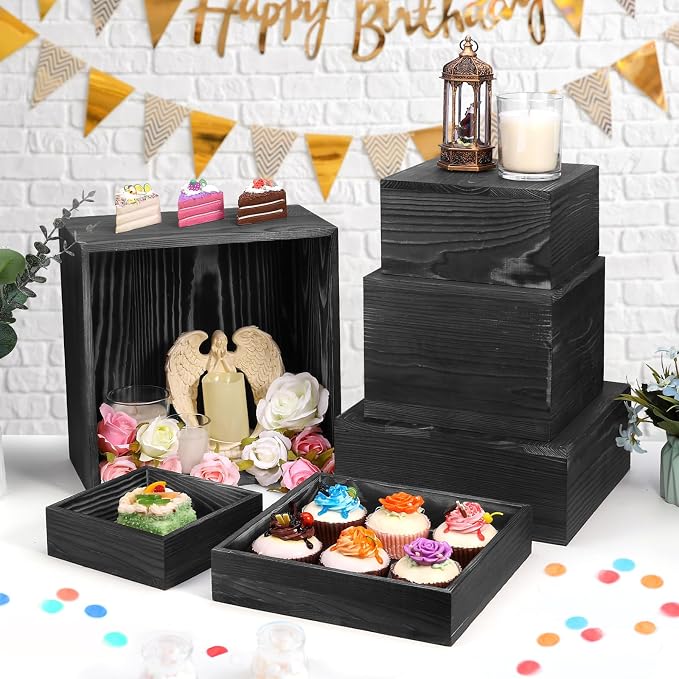 6 Pack Wooden Risers Display Stands Square Food Risers - Image 5