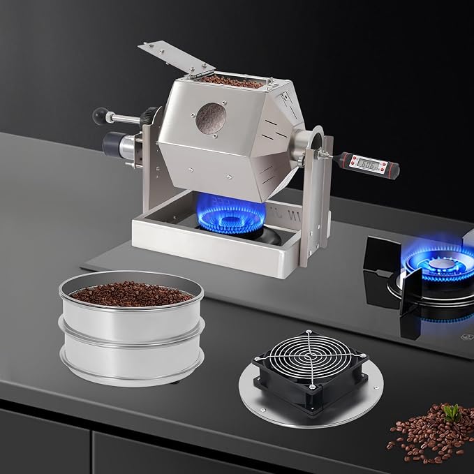 Coffee Bean Roaster with Coffee Bean Cooler, Gas 500g Coffee Bean Baker Drum - Image 2