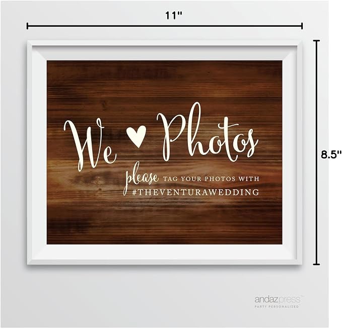 Andaz Press Personalized Wedding Party Signs, Rustic Wood Print, 8.5-inch x - Image 7