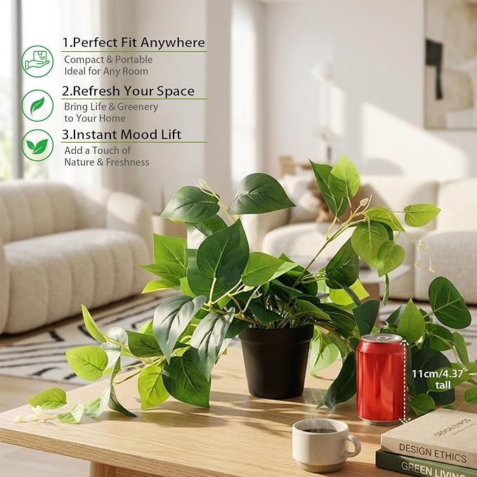 Tiita 1 Pack Fake Plants Artificial Scindapsus Aureus in Pots, Realistic Fake - Image 6