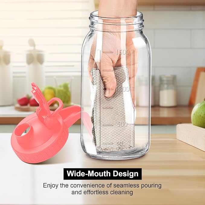 64oz Glass Pitcher with Lid, 2 Quart Mason Jar Pitchers with Lid and Spout - Image 5