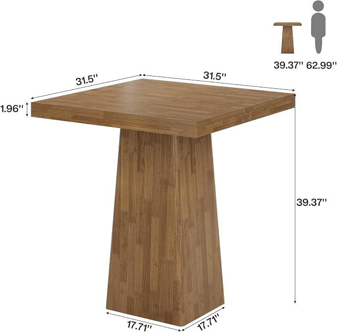 Tribesigns Square Bar Table, 31.5-Inch Small Kitchen Dining Table, Industrial - Image 2